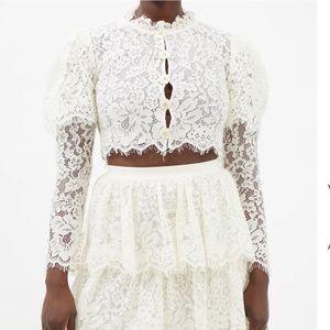 SELF-PORTRAIT
Cape-sleeve guipure-lace cotton-blend top